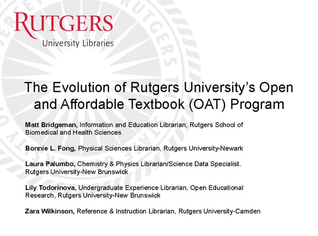 Evolution of Rutgers University's OAT Program